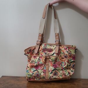 Lily Bloom Colorful Busy Bee Patterned Floral Print Shoulder Bag